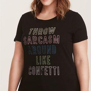 Black Slub Sarcasm Confetti Crew Tee